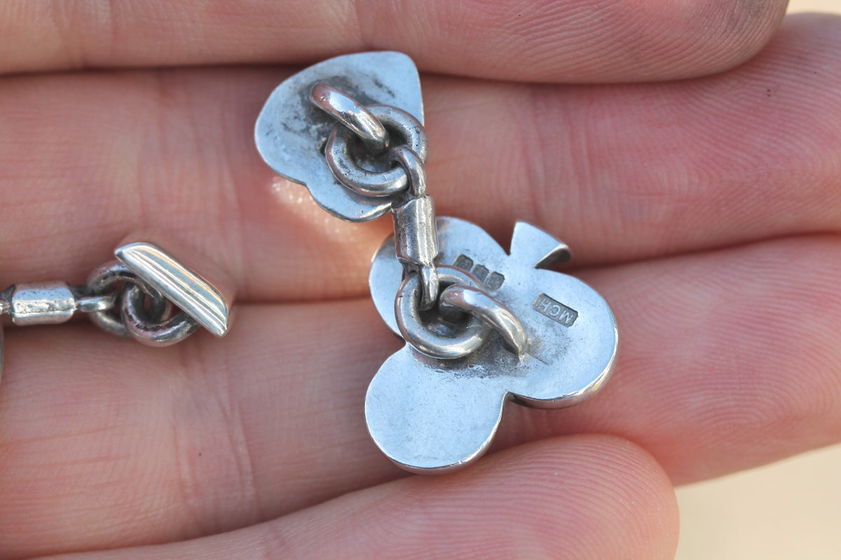 Vintage Sterling Silver Playing Card Suit Cufflinks | Hearts Clubs Spades Diamonds — view 14