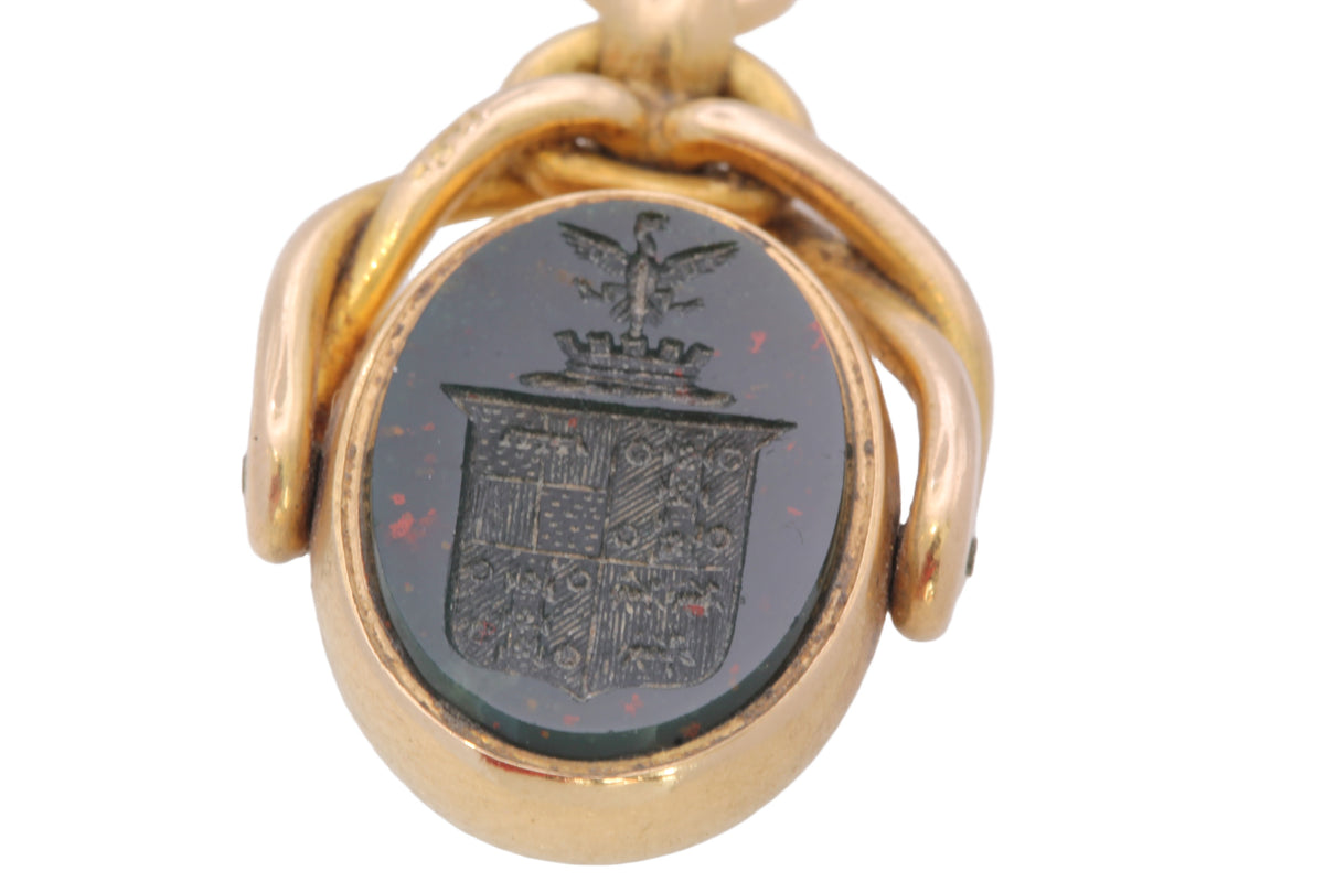 Antique Victorian 18ct Gold Carnelian & Bloodstone Spinner Intaglio Seal 1883 | Petit Alta — view 15