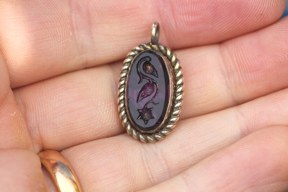 Reverse of Victorian rolled gold intaglio pendant