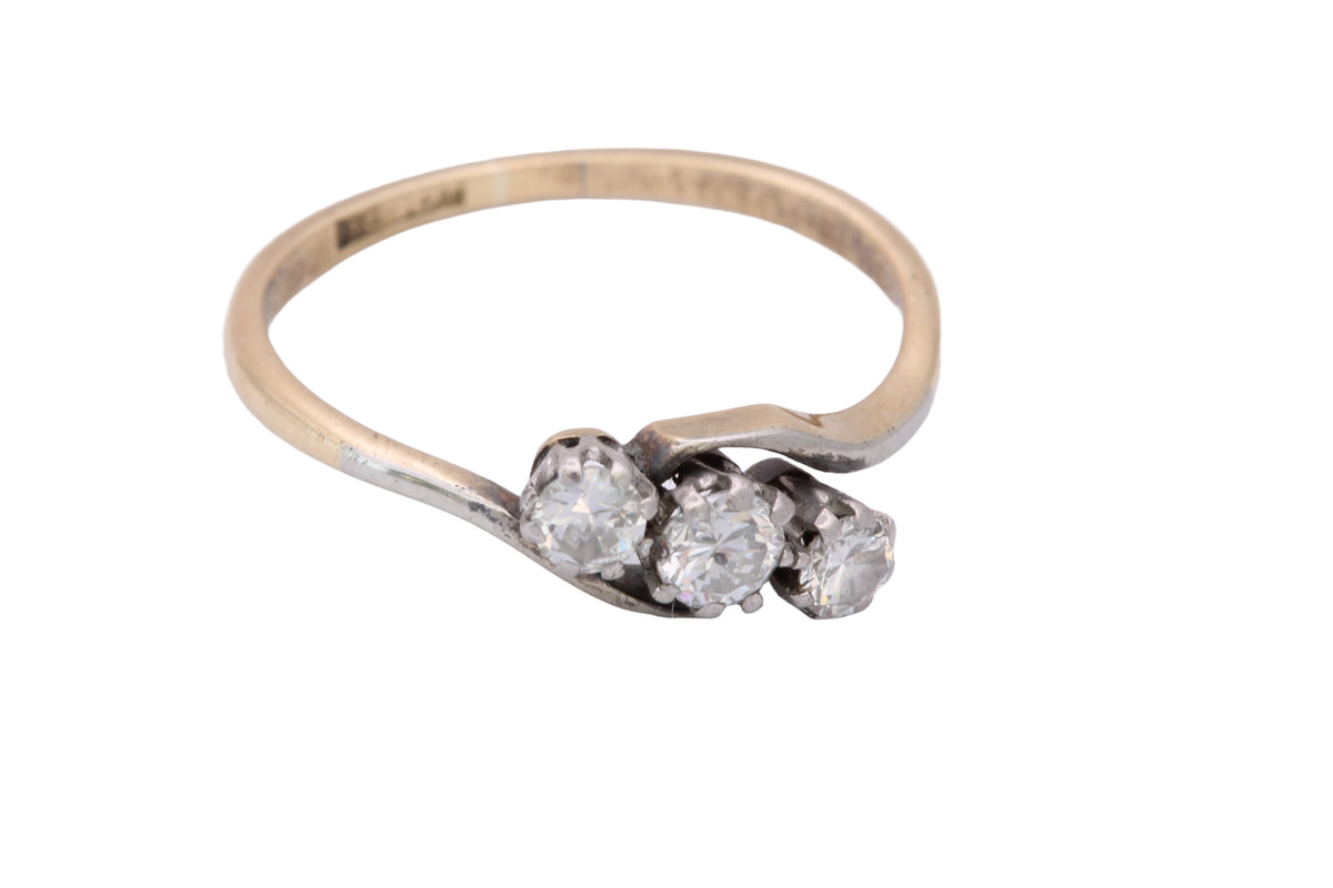 Antique c.1920 18ct Gold Platinum-Tipped Transitional Brilliant Diamond Ring | 0.24ct — view 8