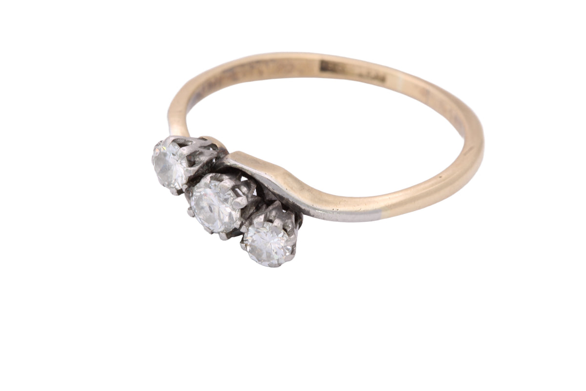 Antique c.1920 18ct Gold Platinum-Tipped Transitional Brilliant Diamond Ring | 0.24ct — view 9