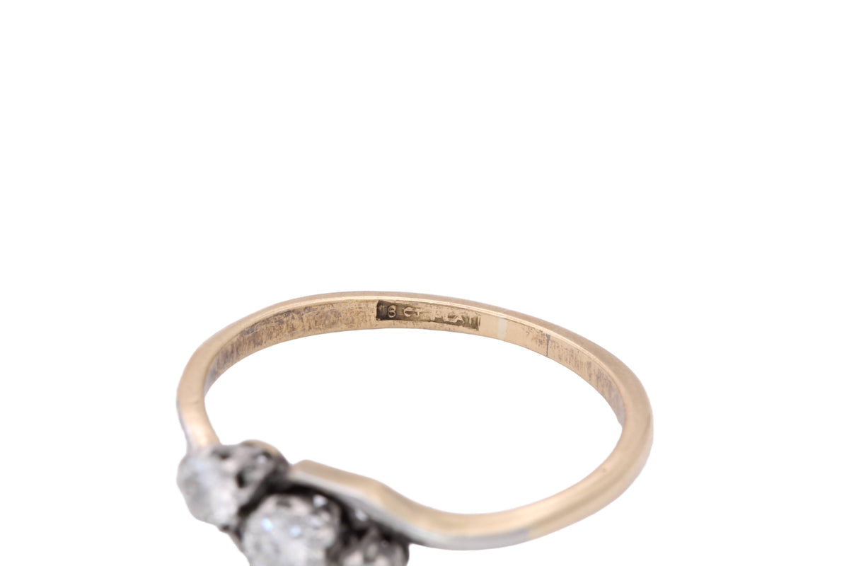 Antique c.1920 18ct Gold Platinum-Tipped Transitional Brilliant Diamond Ring | 0.24ct — view 12