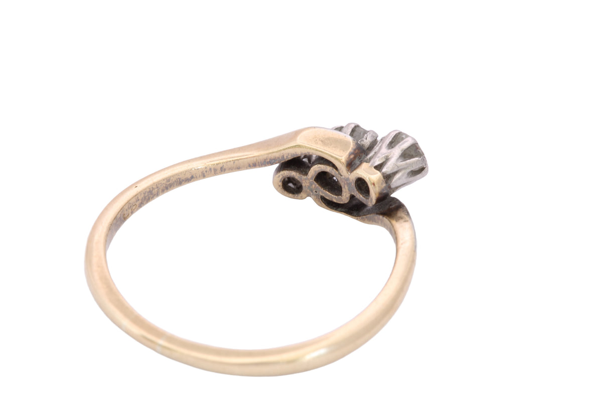 Antique c.1920 18ct Gold Platinum-Tipped Transitional Brilliant Diamond Ring | 0.24ct — view 13