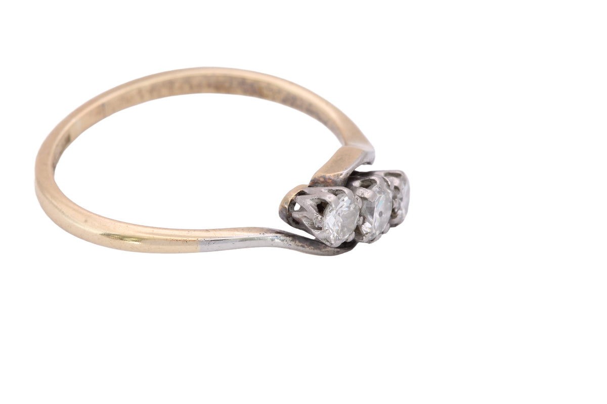 Antique c.1920 18ct Gold Platinum-Tipped Transitional Brilliant Diamond Ring | 0.24ct — view 14