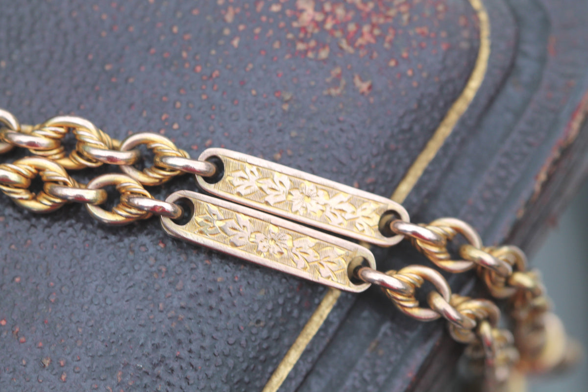 Full Victorian double Albert chain with T-bar and dog clips