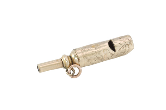 Antique Victorian 9ct gold working whistle and pocket watch key fob