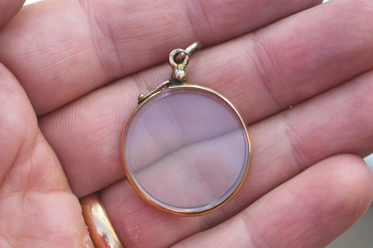 Antique Victorian 9ct Rolled Gold Double Glass Open Locket — view 7