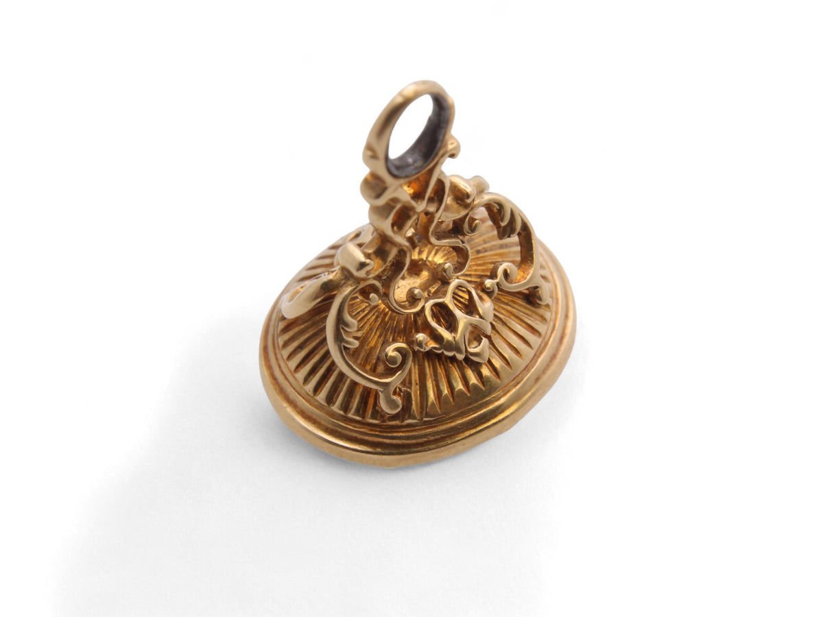 Antique Victorian 18ct Gold Carnelian Wood Family Heraldic Intaglio Seal c.1860 — view 6