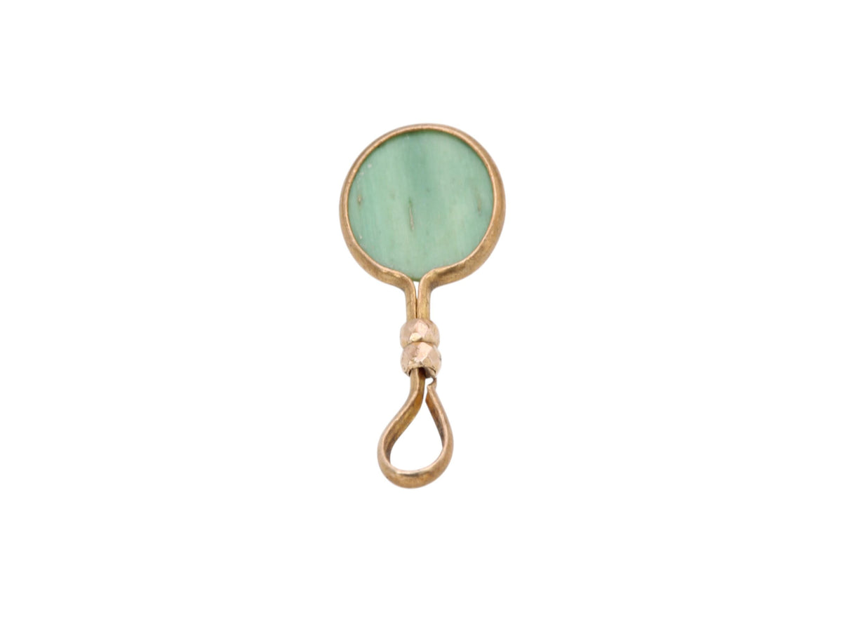 Antique 9ct Rolled Gold Cherub Portrait Pendant | Green Cameo Charm — view 4