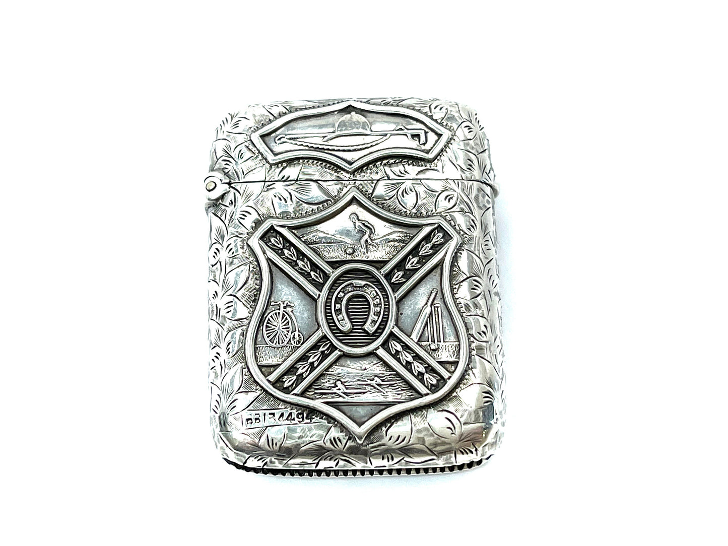 Antique Victorian Sterling Silver Sporting Vesta Case