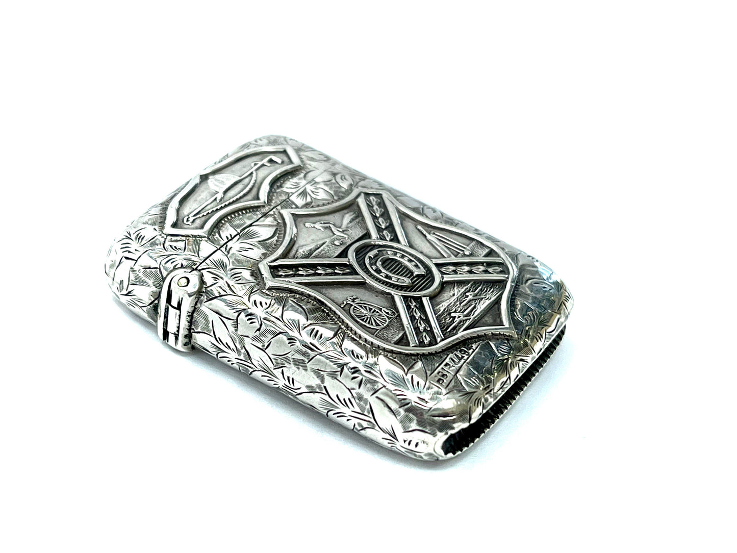 Antique Victorian Sterling Silver Sporting Vesta Case