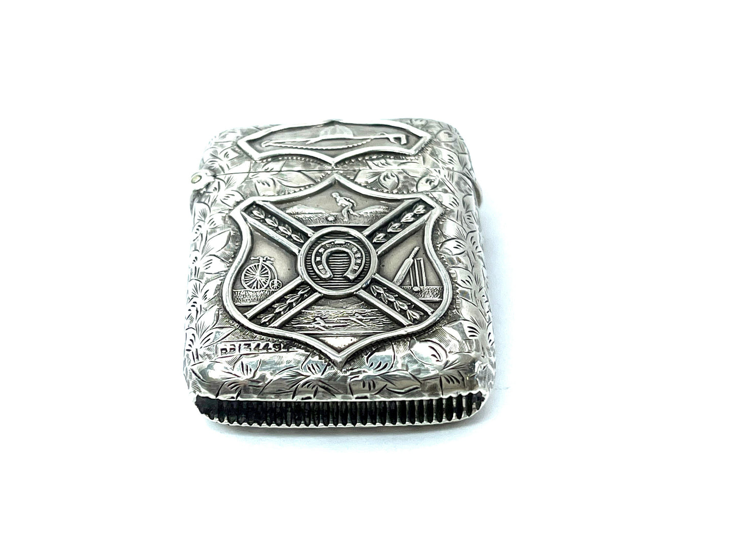 Antique Victorian Sterling Silver Sporting Vesta Case