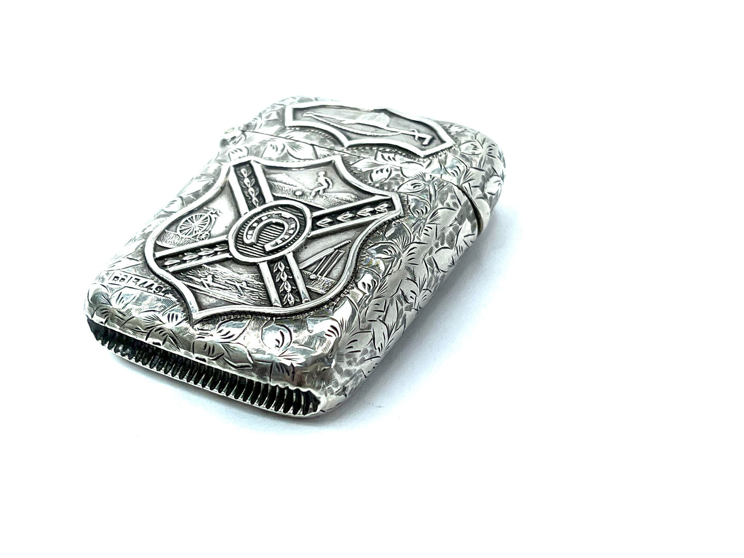 Antique Victorian Sterling Silver Sporting Vesta Case
