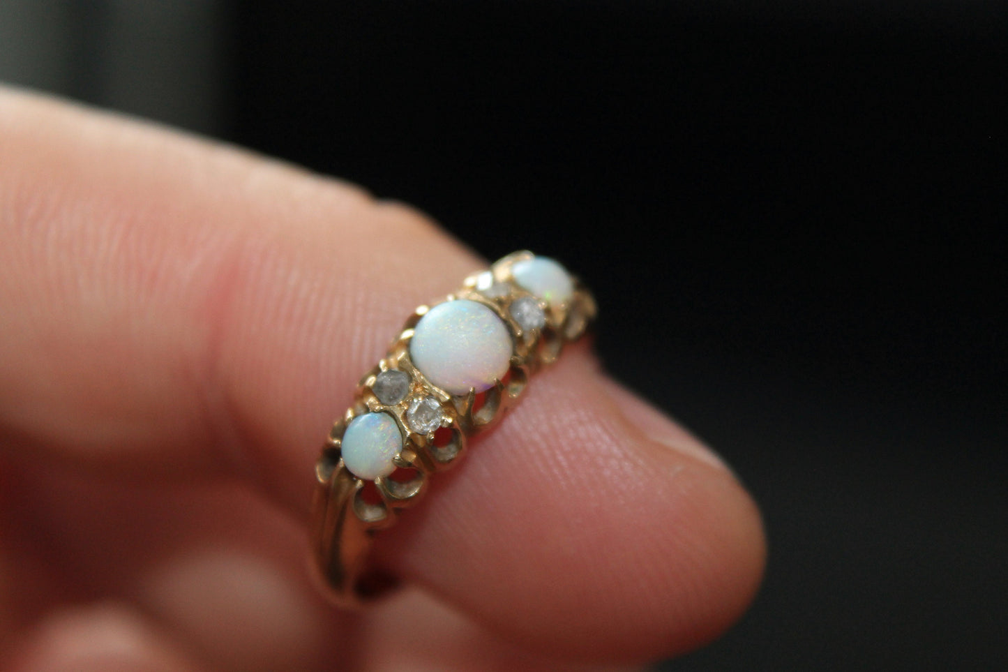 Antique Victorian Opal and Diamond Ring - 1896