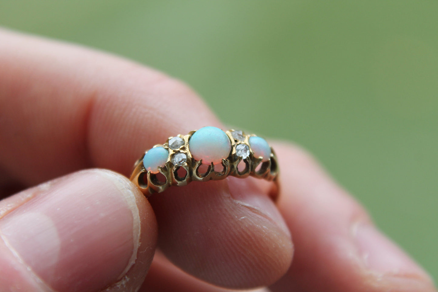 Antique Victorian Opal and Diamond Ring - 1896