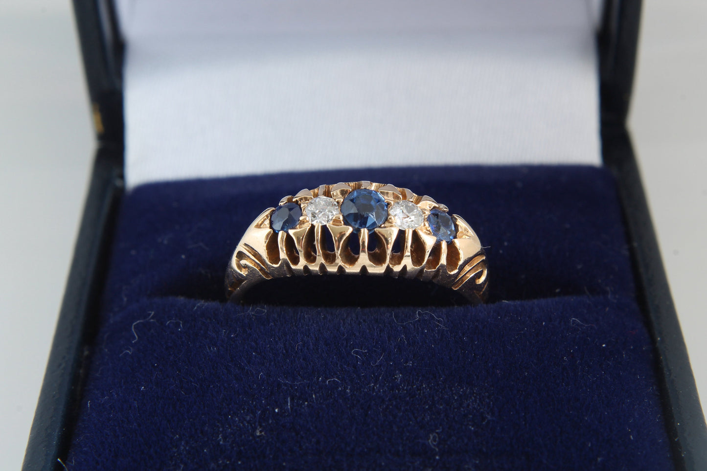 Antique 18ct Gold Diamond And Sapphire Ring - 1903