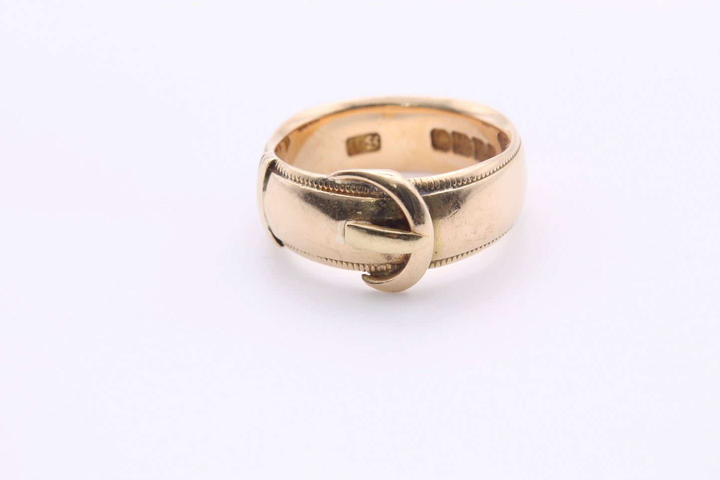 Antique Edwardian 18ct Gold Buckle Ring - 1901