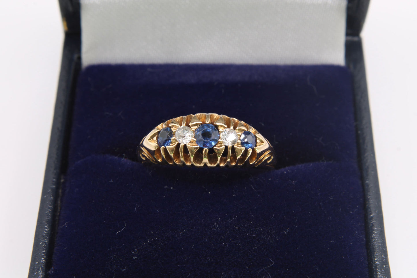 Antique 18ct Gold Diamond And Sapphire Ring - 1903