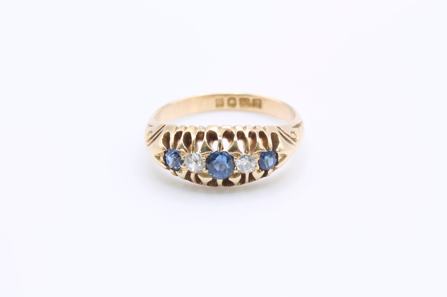 Antique 18ct Gold Diamond And Sapphire Ring - 1903