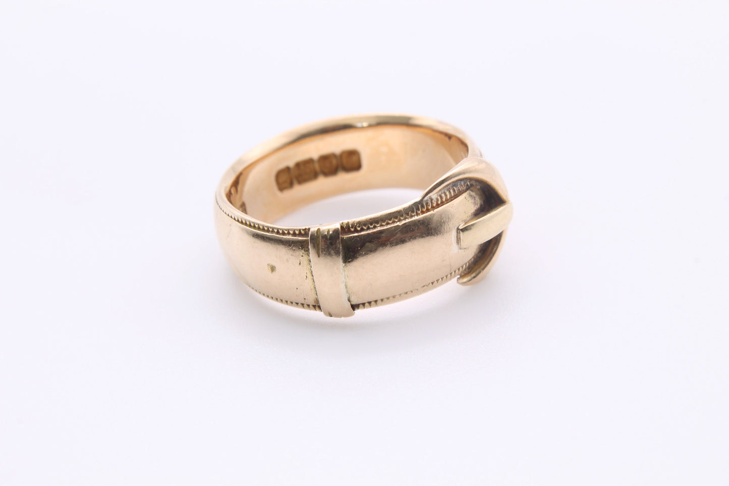 Antique Edwardian 18ct Gold Buckle Ring - 1901
