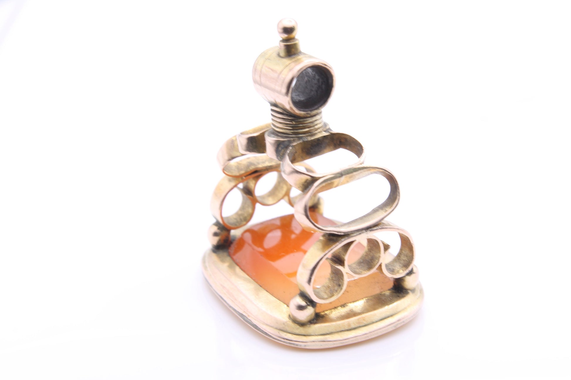 Antique-Georgian-15ct-Gold-Orange-Carnelian-Pendant/Fob---23-grams
