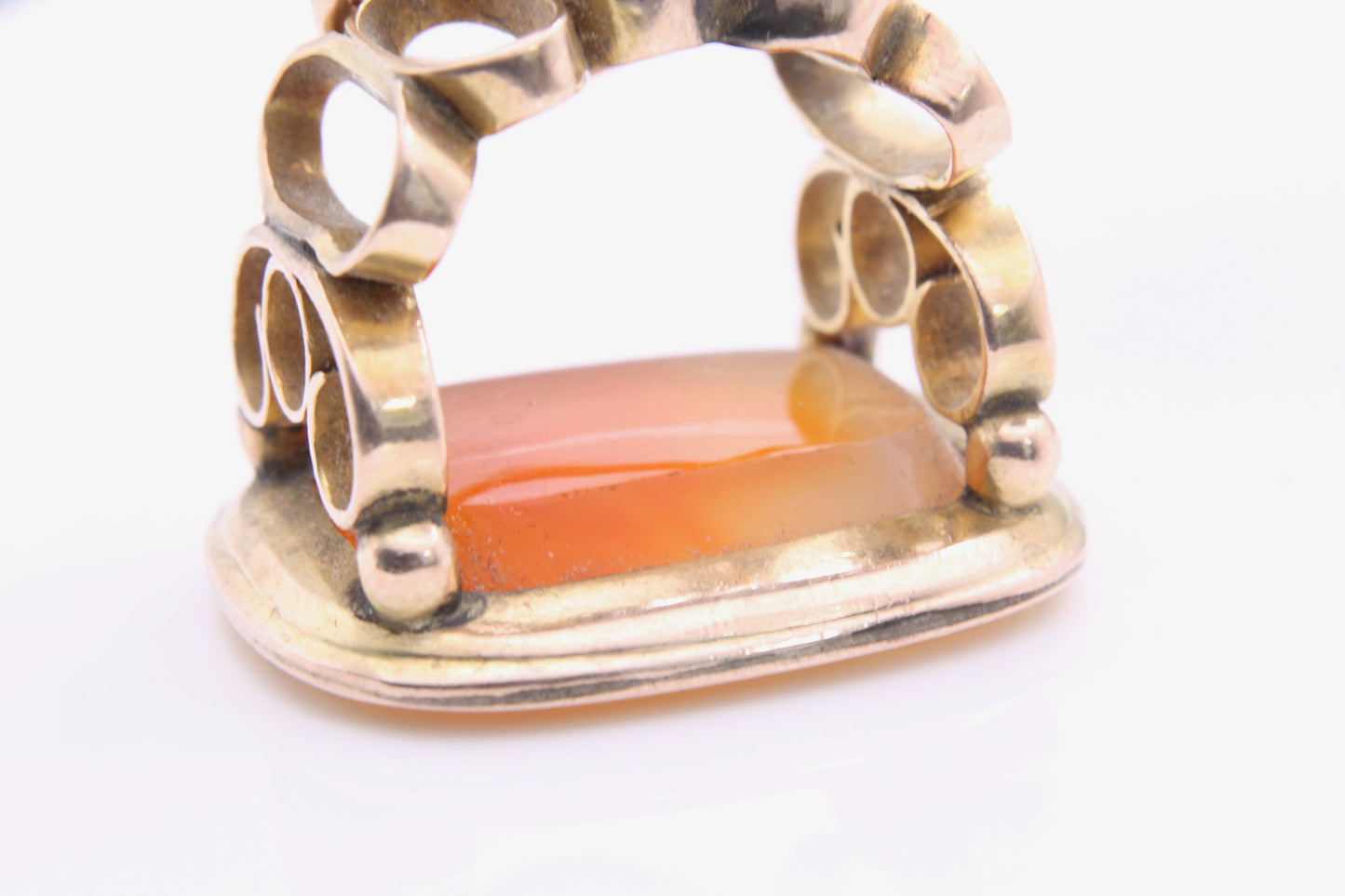 Antique Georgian 15ct Gold Orange Carnelian Pendant/Fob - 23 grams
