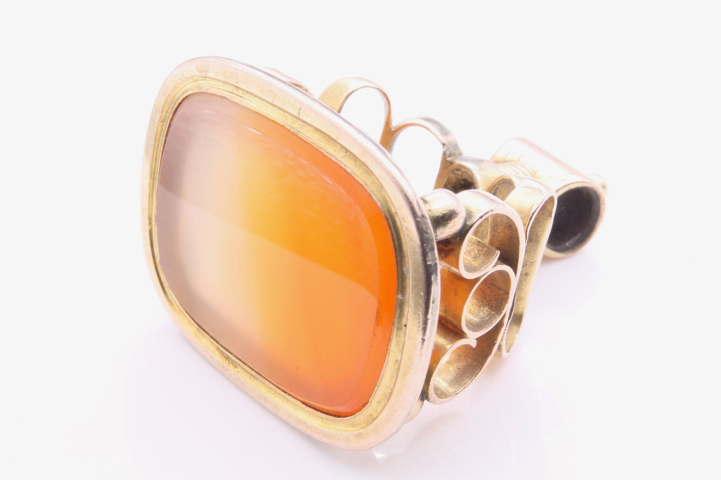 Antique Georgian 15ct Gold Orange Carnelian Pendant/Fob - 23 grams