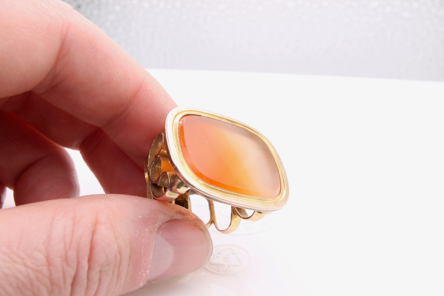 Antique Georgian 15ct Gold Orange Carnelian Pendant/Fob - 23 grams