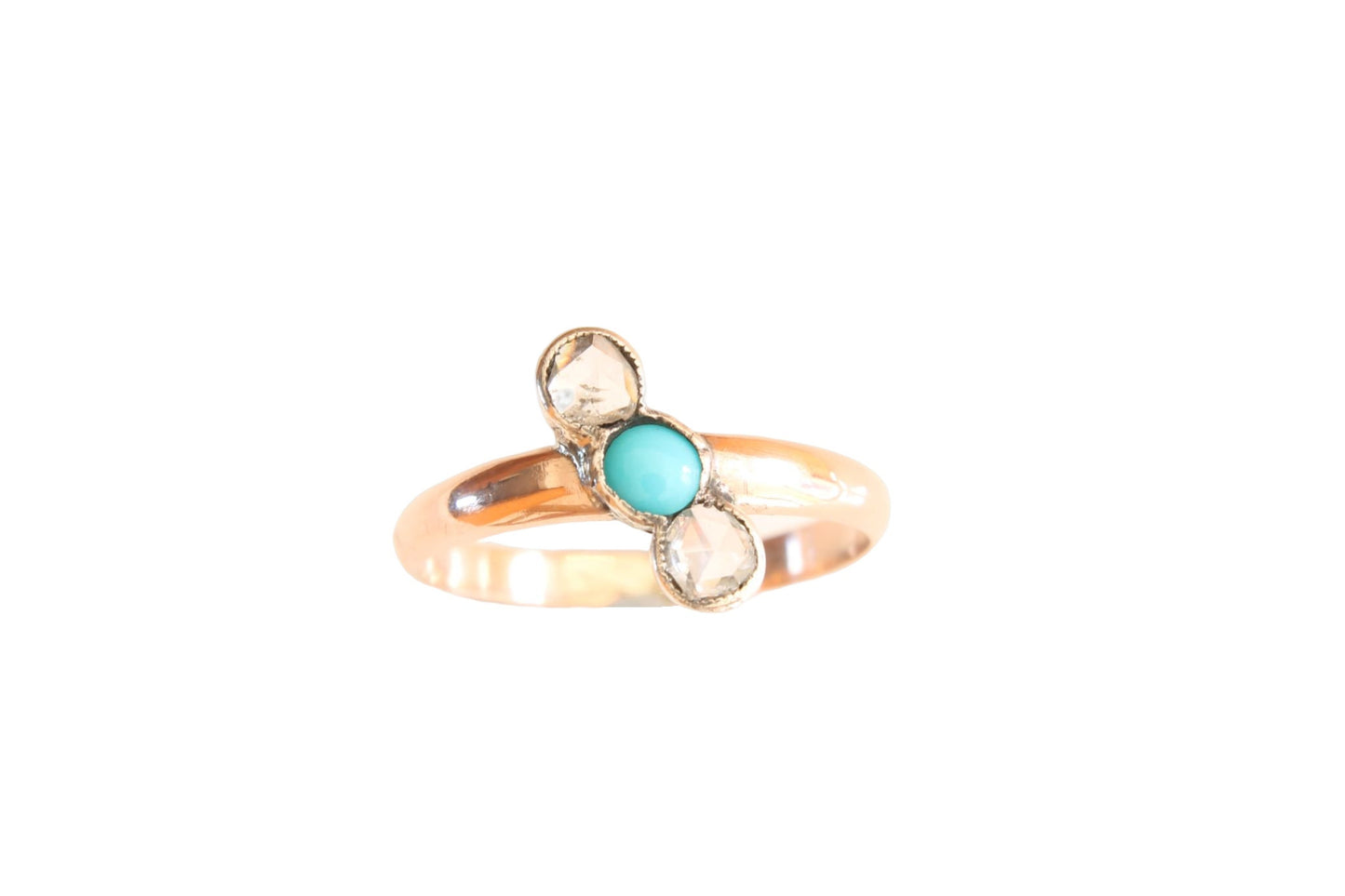 Antique 9ct Gold Diamond & Turquoise Ring