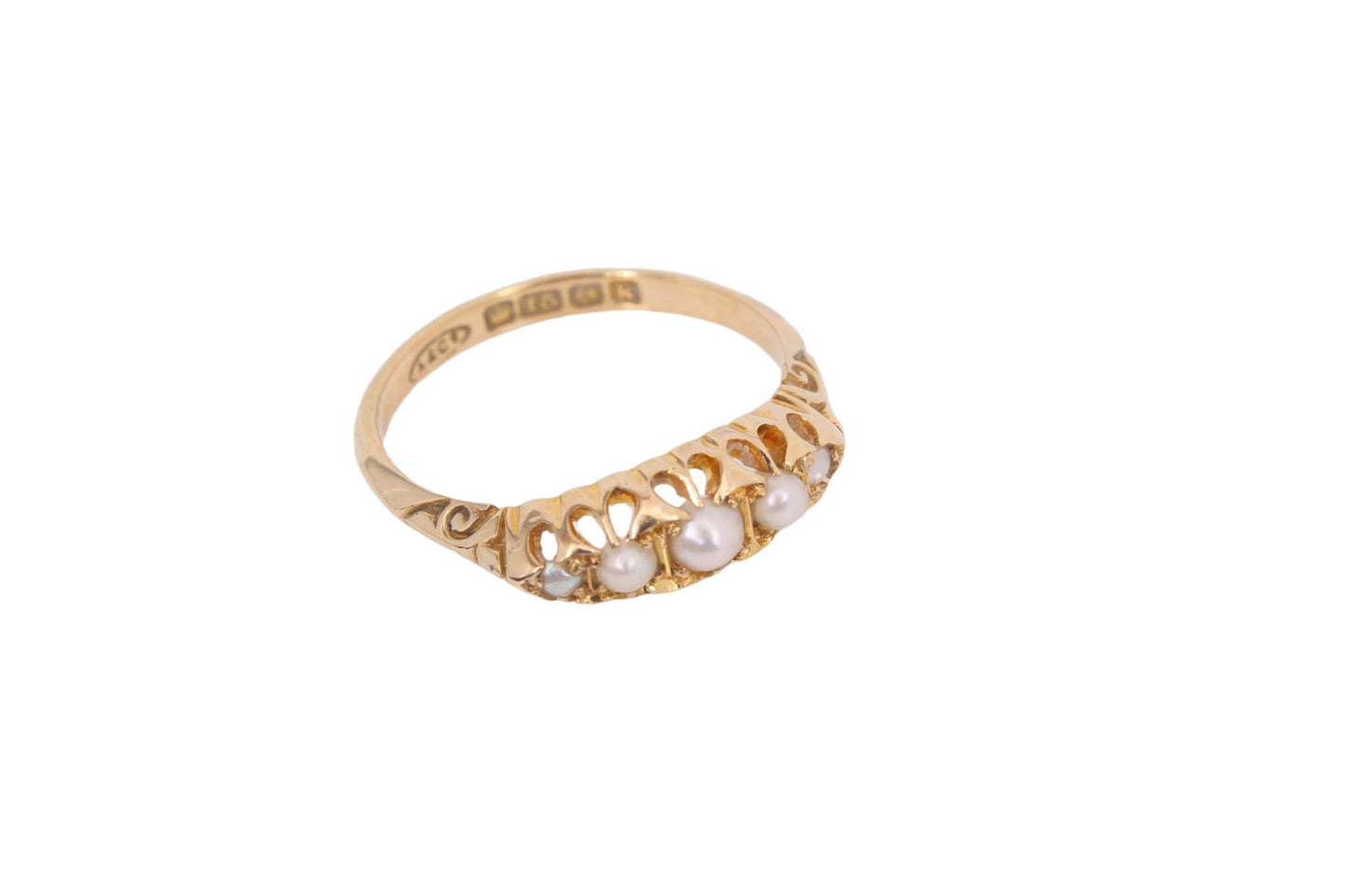 Antique Edwardian 18ct Gold 5 Pearl Ring