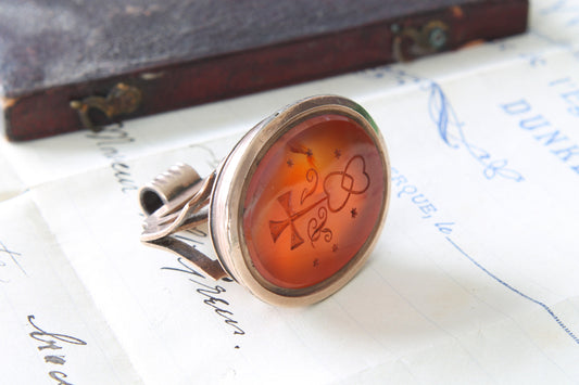 Antique Georgian 9ct Gold Crested Seal