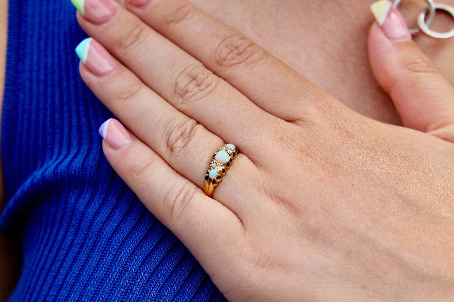 Antique Victorian Opal and Diamond Ring - 1896