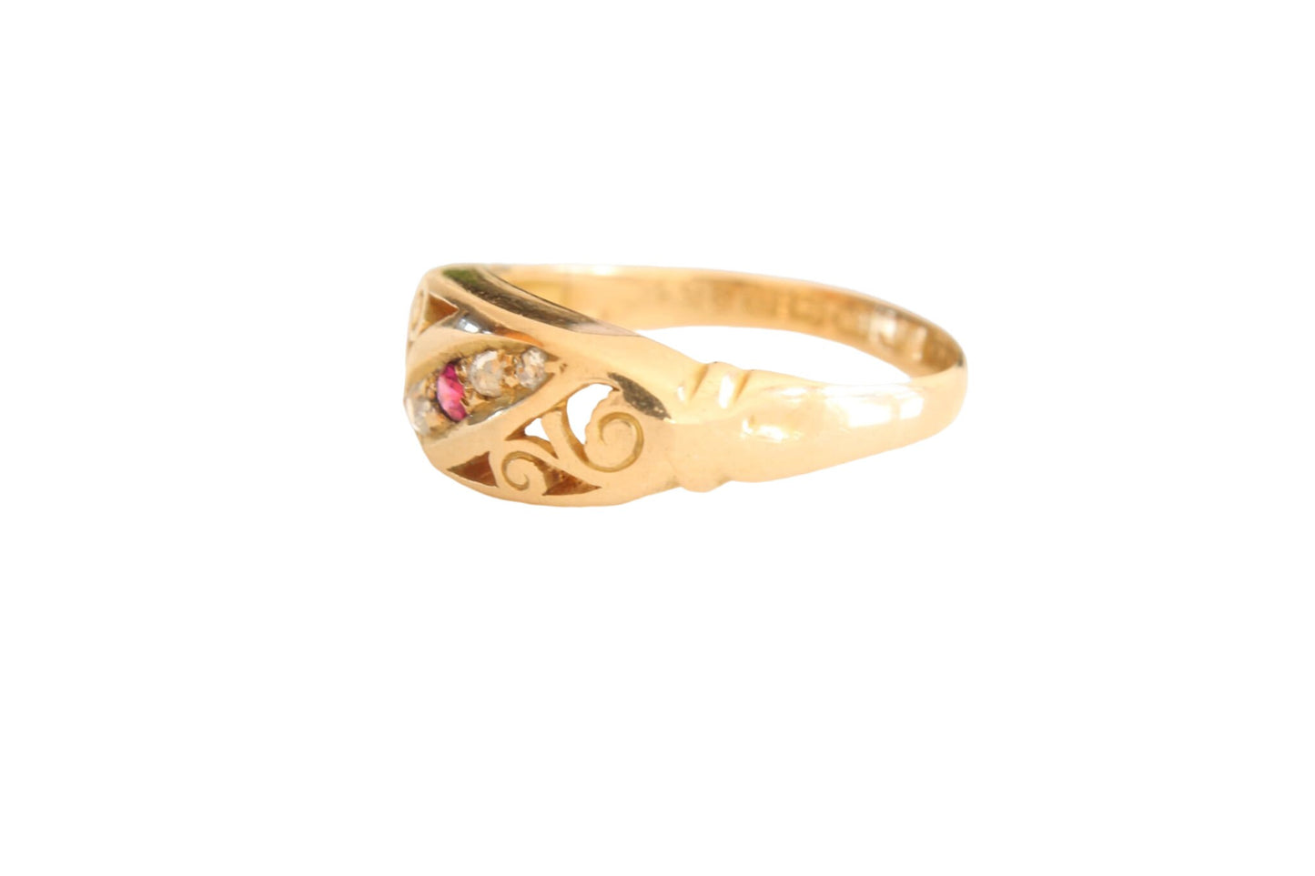 Antique 18ct Gold Diamond and Ruby Decorative Ring