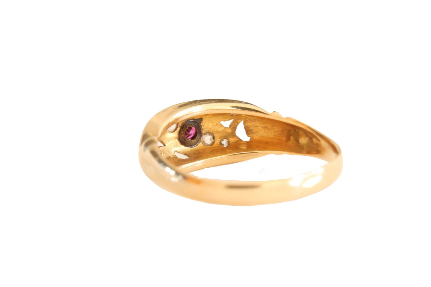 Antique 18ct Gold Diamond and Ruby Decorative Ring