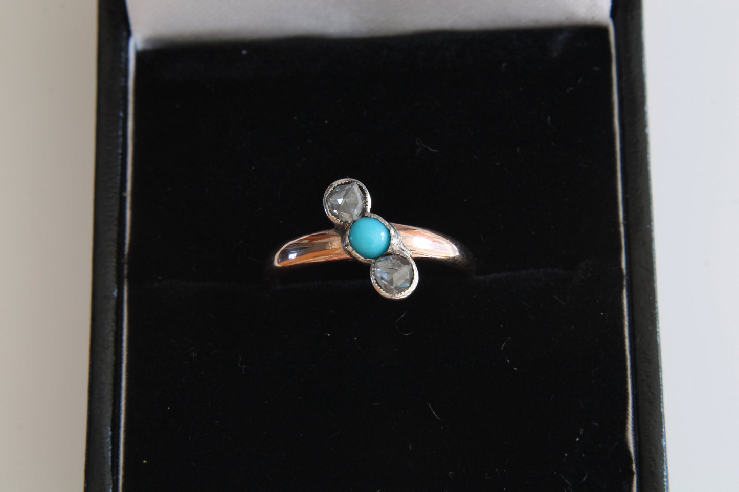 Antique 9ct Gold Diamond & Turquoise Ring