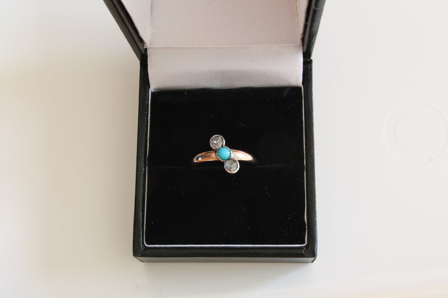 Antique 9ct Gold Diamond & Turquoise Ring