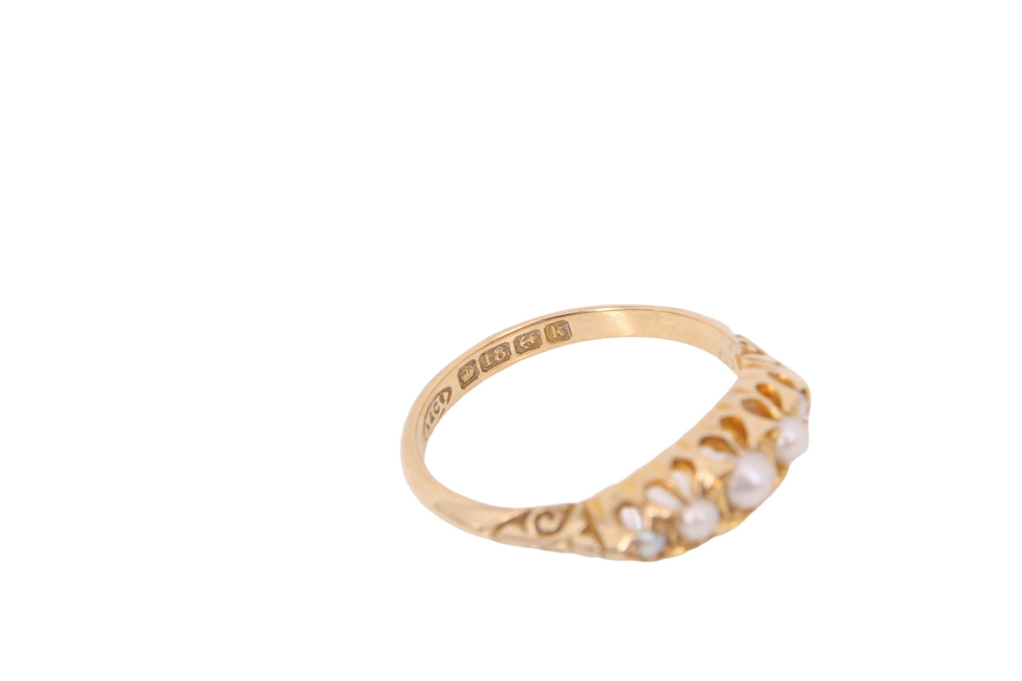 Edwardian 18ct Gold 5 Pearl Ring