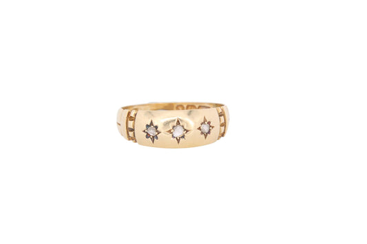 Antique Victorian 15ct Gold Diamond Gypsy Ring