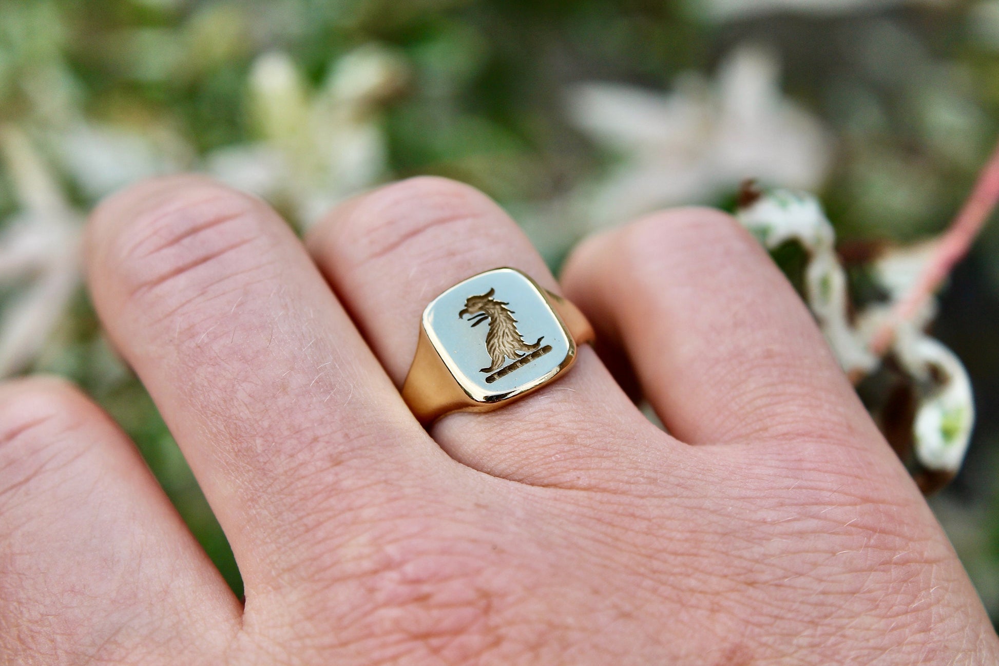Antique-18ct-Gold-Griffin-Intaglio-Signet-Ring---1932