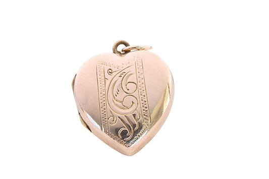 Art Deco 9ct Gold Back & Front Heart Locket