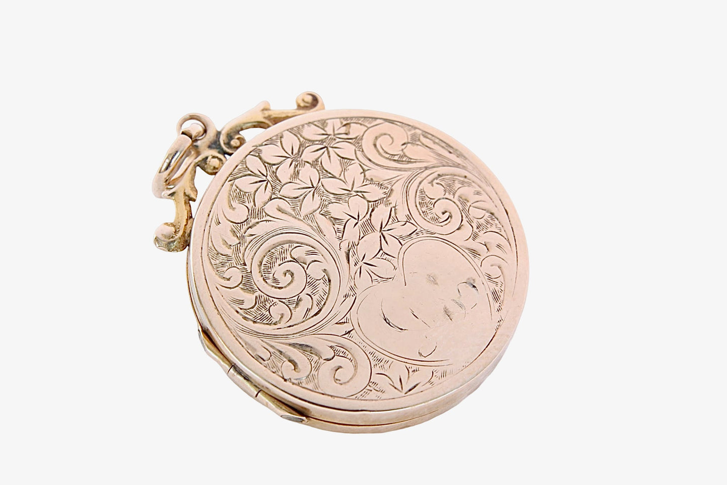 Antique Edwardian 9ct Gold Back & Front Ivy Engraved Locket