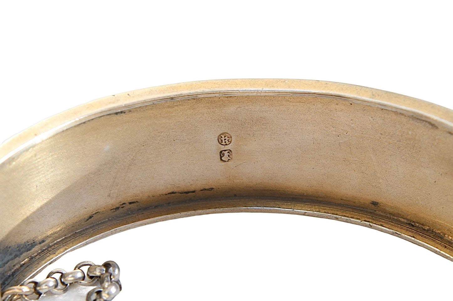 Antique Sterling Silver & 9ct Gold Floral Bangle