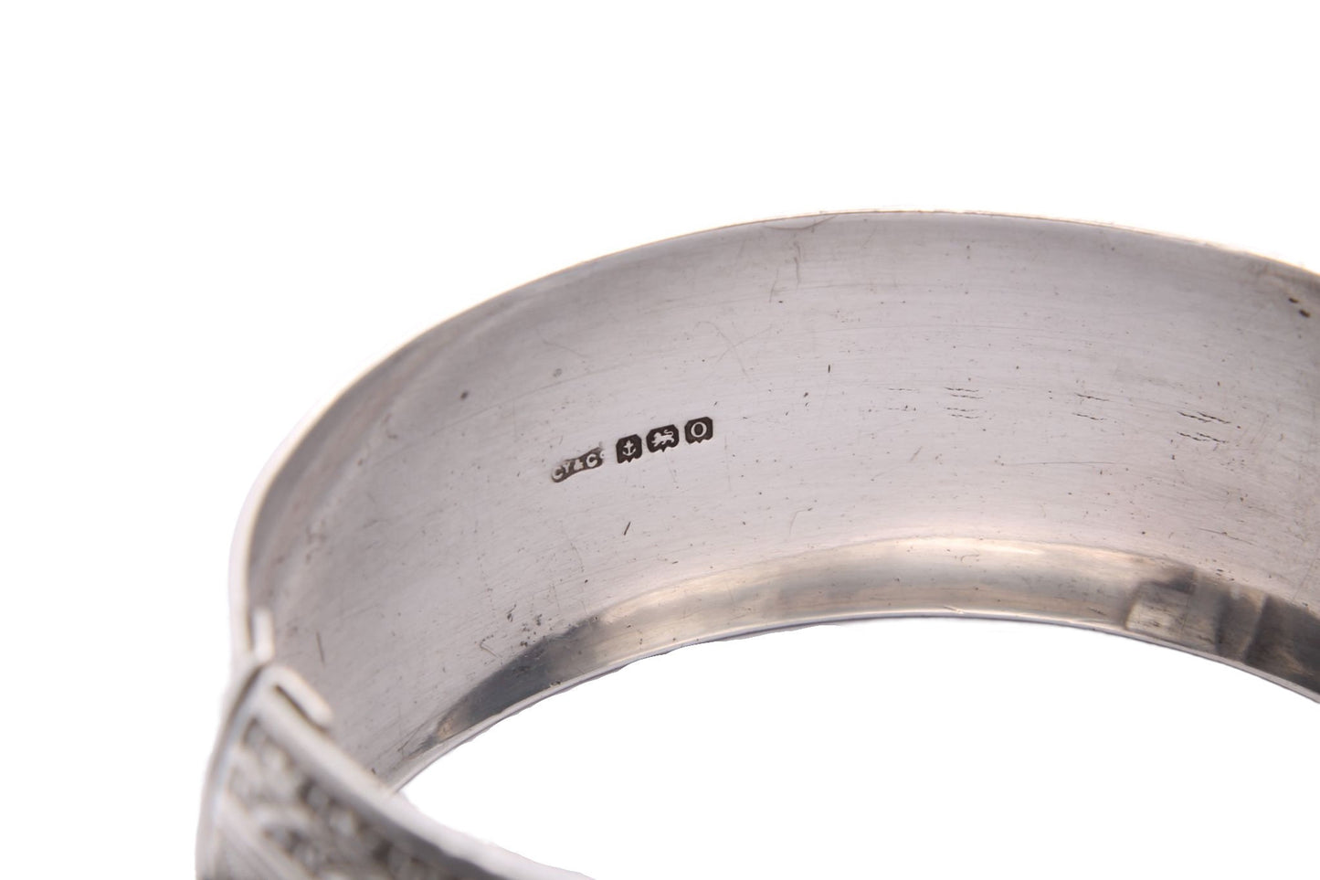 Antique Sterling Silver Decorative Bangle - 1913