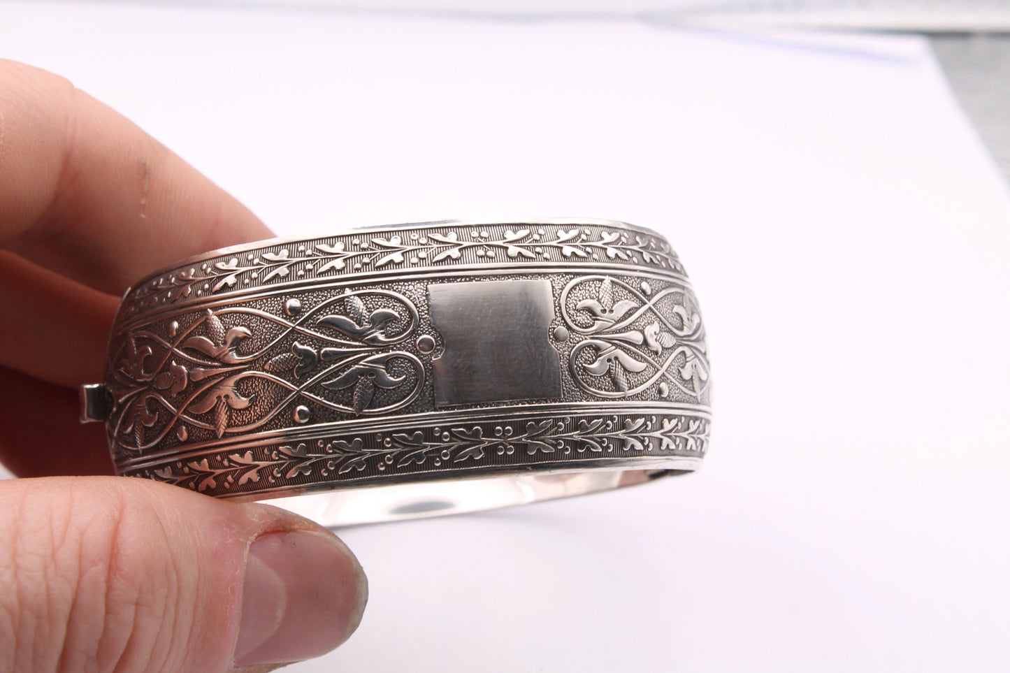 Antique Sterling Silver Decorative Bangle - 1913