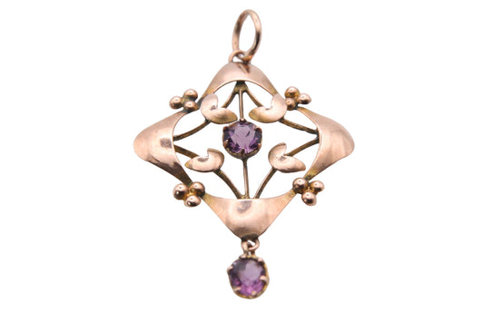 Antique Edwardian 9ct Gold Amethyst Pendant