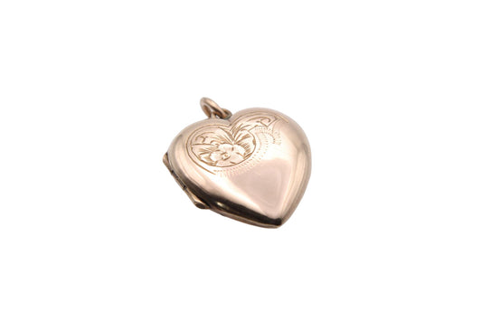 Antique Forget-Me-Not 9ct Gold Back & Front Heart Locket