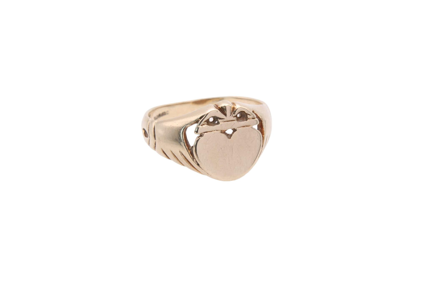 Vintage 9ct Gold Heart Claddagh Signet Ring
