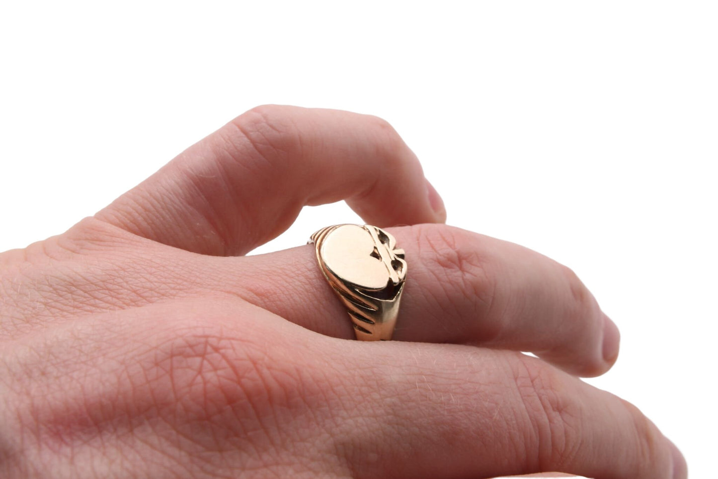 Vintage 9ct Gold Heart Claddagh Signet Ring