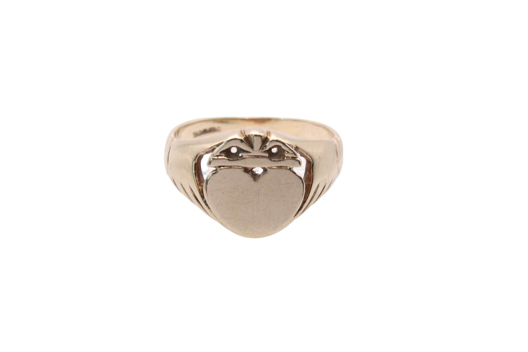 Vintage 9ct Gold Heart Claddagh Signet Ring thenorthc