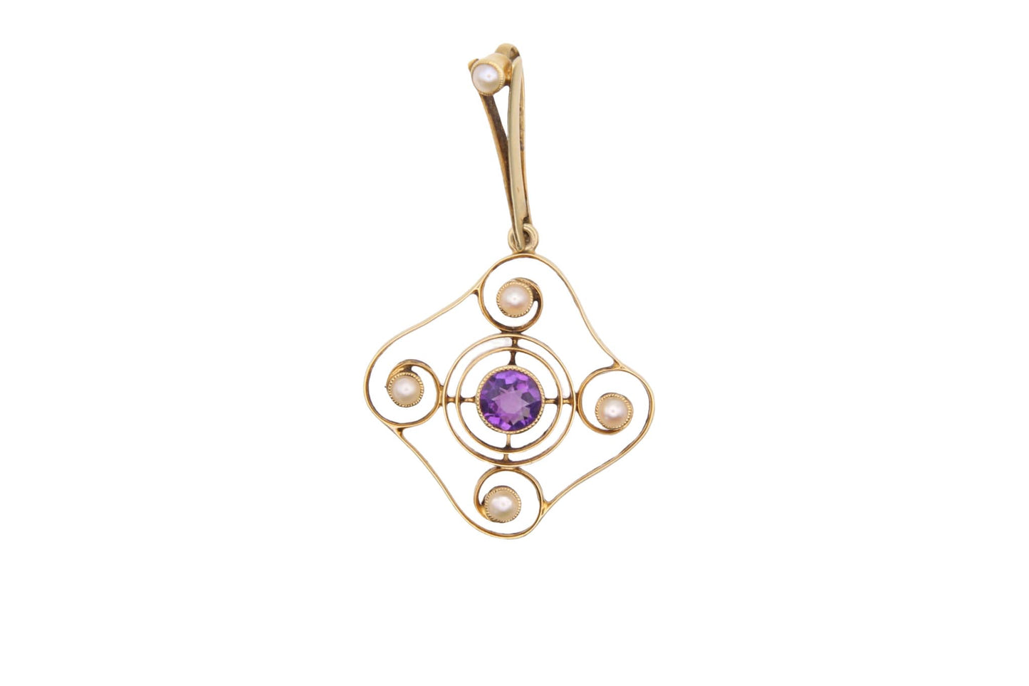 Edwardian 15ct Gold Amethyst Necklace Pendant